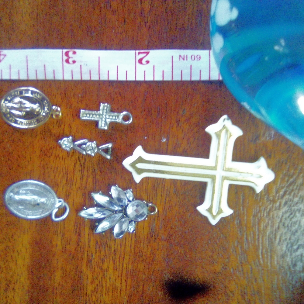 Mixed Religious Cross and Charm Set in Silver and Gold Tones